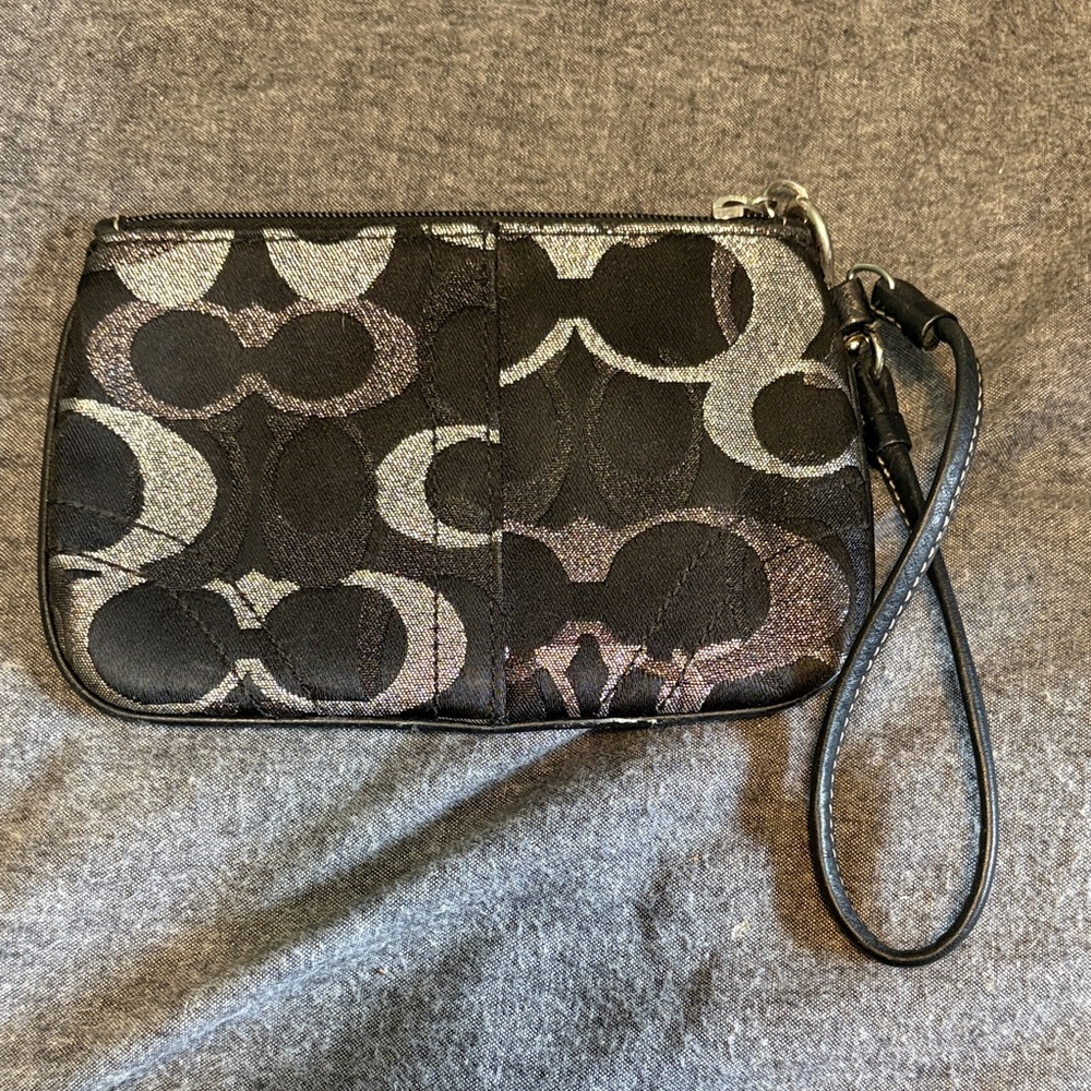 Coach Signature Black and Gray Clutch